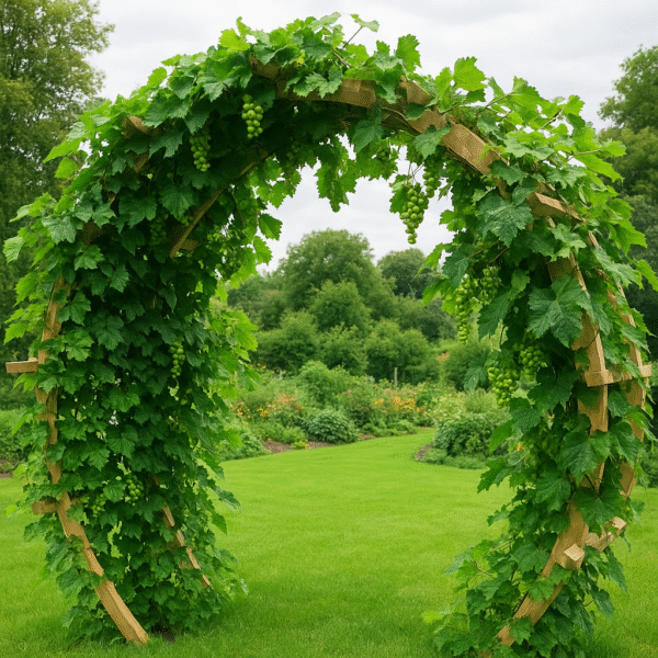 Portal Zieleni - drewniana pergola, podpora dla roślin pnących